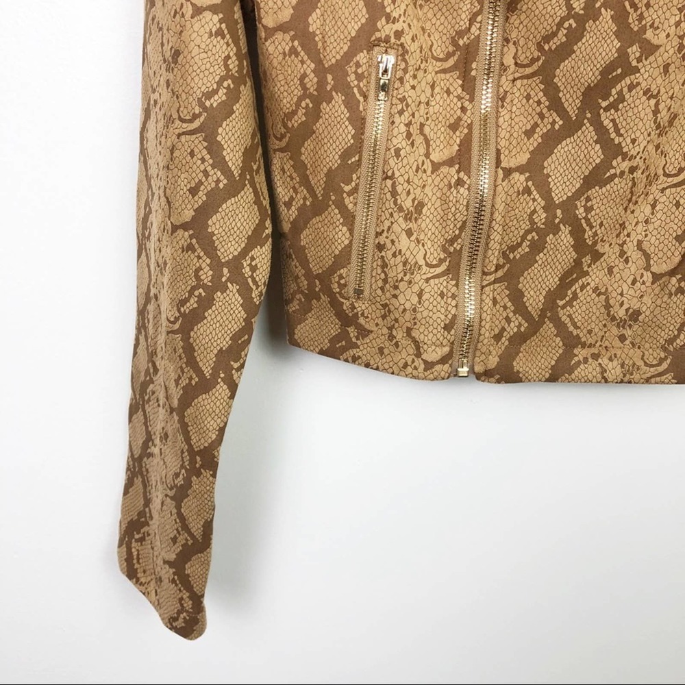 Lucy Paris Snakeskin Moto Jacket Brown Tan Size Small - Picture 2 of 10